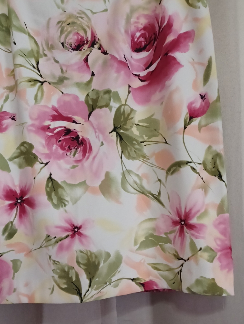 Connected Apparel Pink Green Rose Garden Floral Sleeveless Sheath Dress Size 12 - Picture 8 of 14